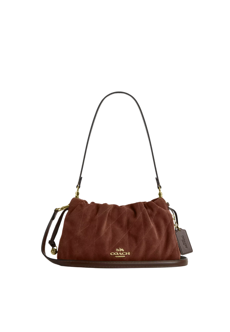 ( PREORDER ) Coach Faye With Quilting Shoulder Bag In Suede Gold CCZ55