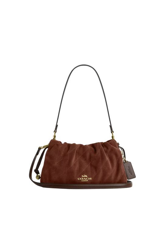 ( PREORDER ) Coach Faye With Quilting Shoulder Bag In Suede Gold CCZ55