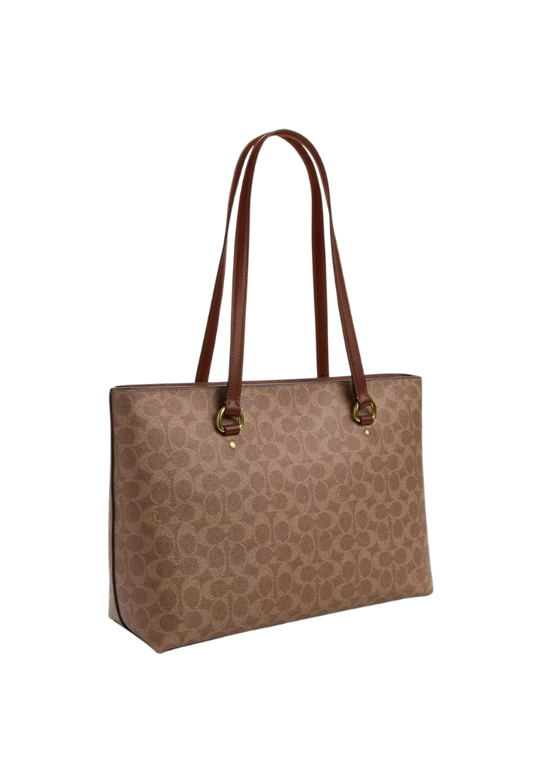 ( PREORDER ) Coach Station In Signature Canvas Tote Bag In Gold Tan Brown CCD69