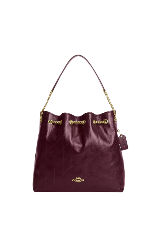 ( PREORDER ) Coach Evelyn Large With Quilting Shoulder Bag In Gold CCZ81
