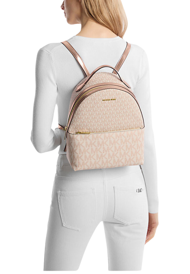 ( PREORDER ) Michael Kors Sheila Backpack Medium Two-Tone Signature In Rose Gold 35F4G6HB6M