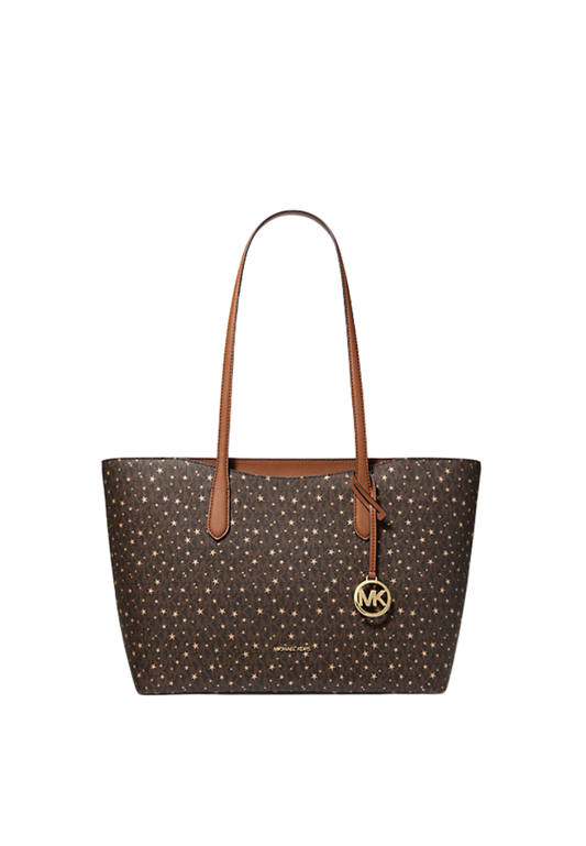 ( PREORDER ) Michael Kors Arden Large Printed Signature Logo Top-Zip Tote Bag In Brown 35F5G4XT3I
