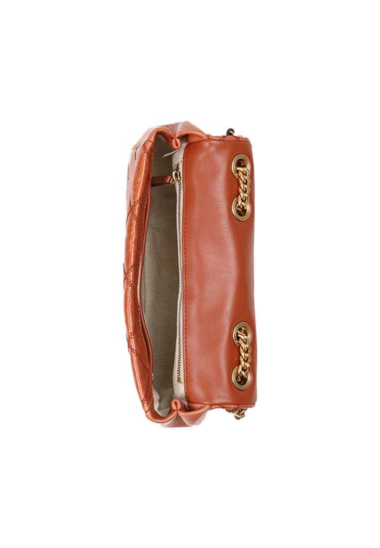 Tory Burch Willa Glazed Small Shoulder Bag In Dark Whiskey 156131