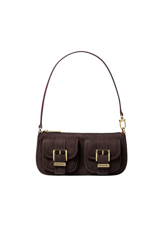 ( PREORDER ) Michael Kors Zoe Small Suede Convertible Pochette In Chocolate 32T5GZCU1L