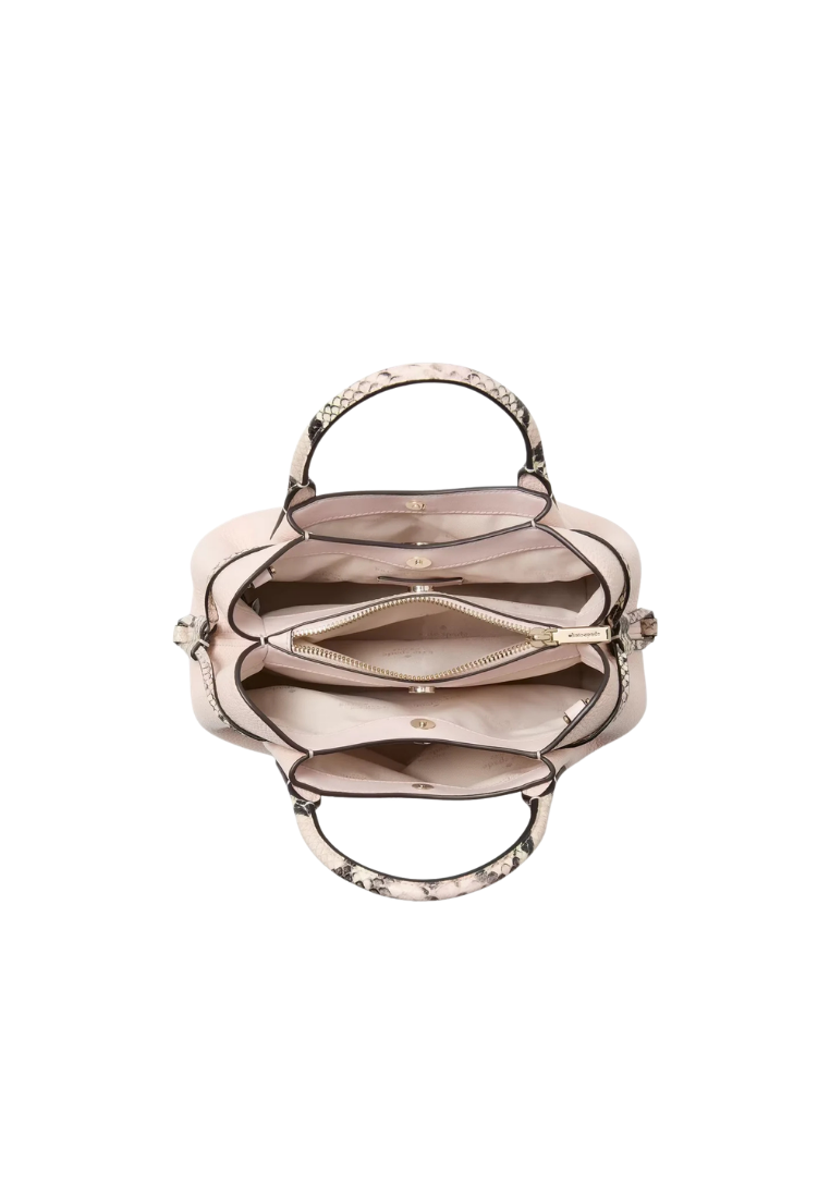 Kate Spade Dumpling Satchel Bag Pebble and Snake Embossed Small In Shimmer Pink KK095