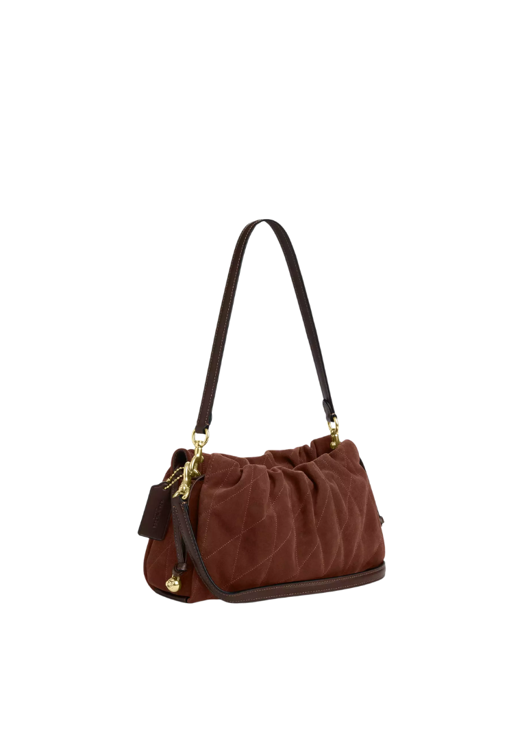 ( PREORDER ) Coach Faye With Quilting Shoulder Bag In Suede Gold CCZ55