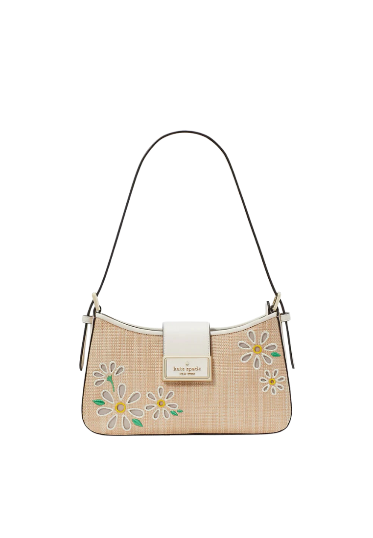 Kate Spade Reegan Daisy Straw Small Shoulder Bag In Meringue Multi KG758