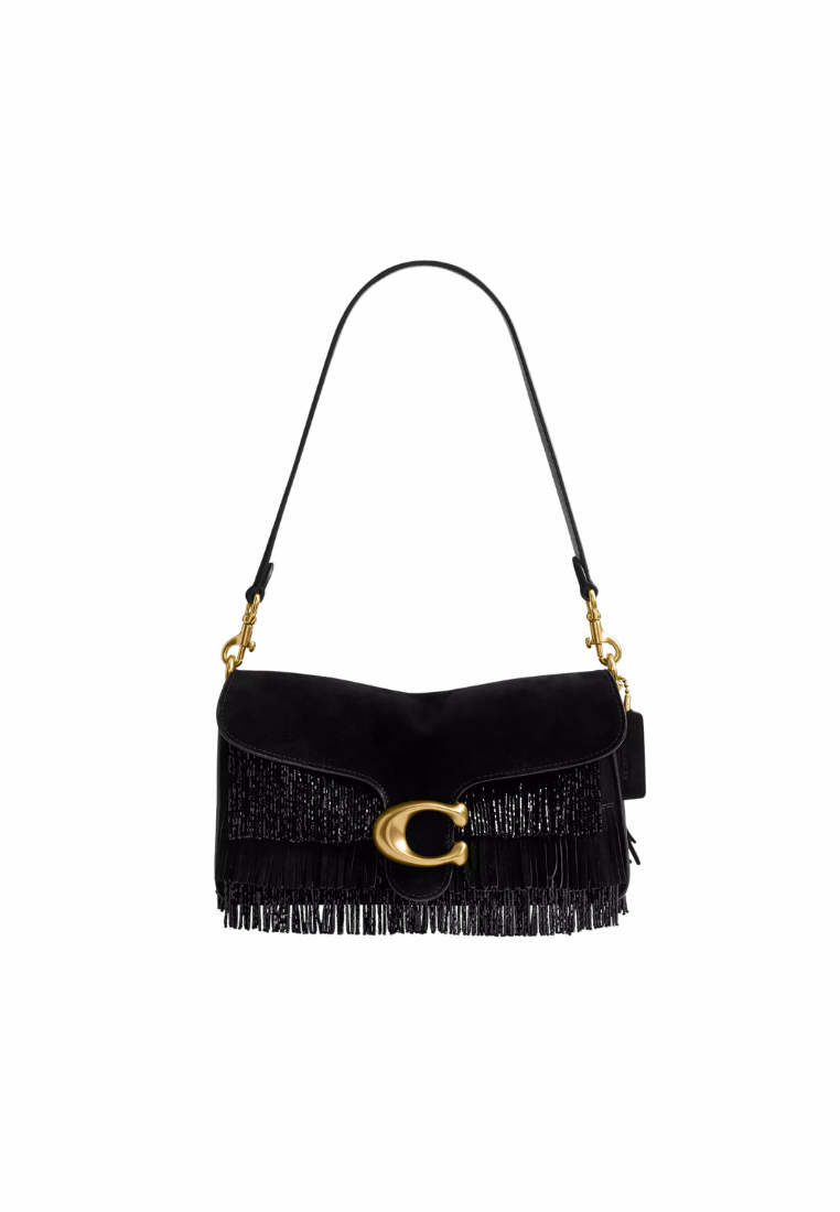 ( PREORDER ) Coach Tabby 26 With Crystal Beaded Fringe Shoulder Bag In Brass Black CCW91