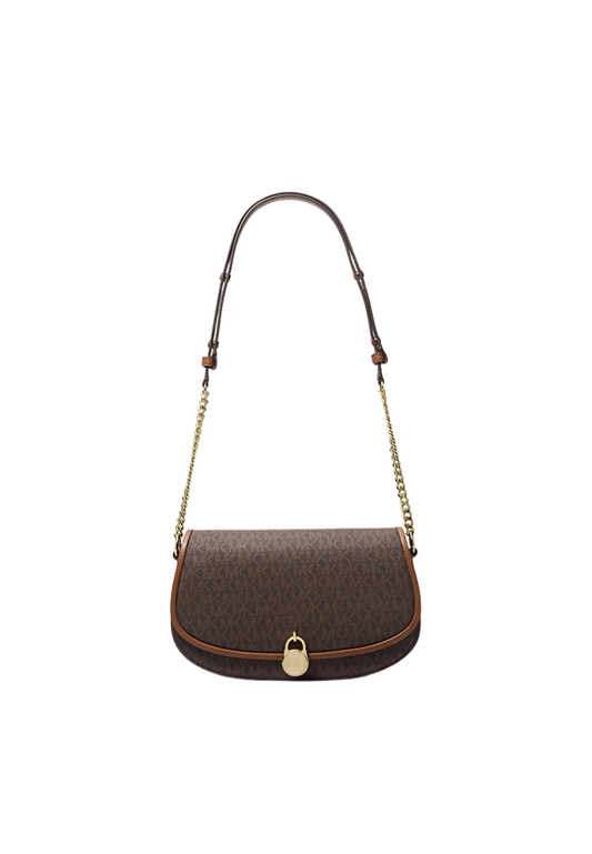 ( PREORDER ) Michael Kors Mila Medium Signature Logo Messenger Bag In Brown 35T5GIMM8B