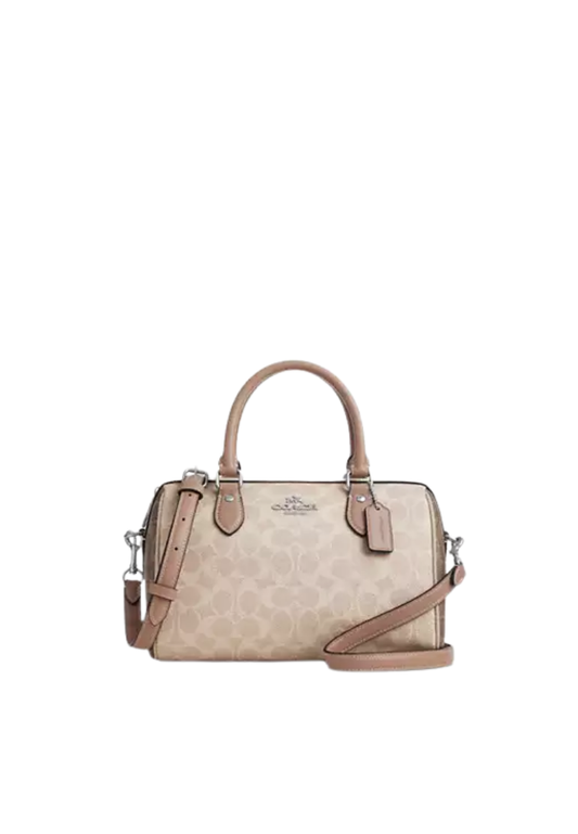 ( PREORDER ) Coach Rowan In Signature Canvas Satchel Bag In Silver Sand Taupe CW367