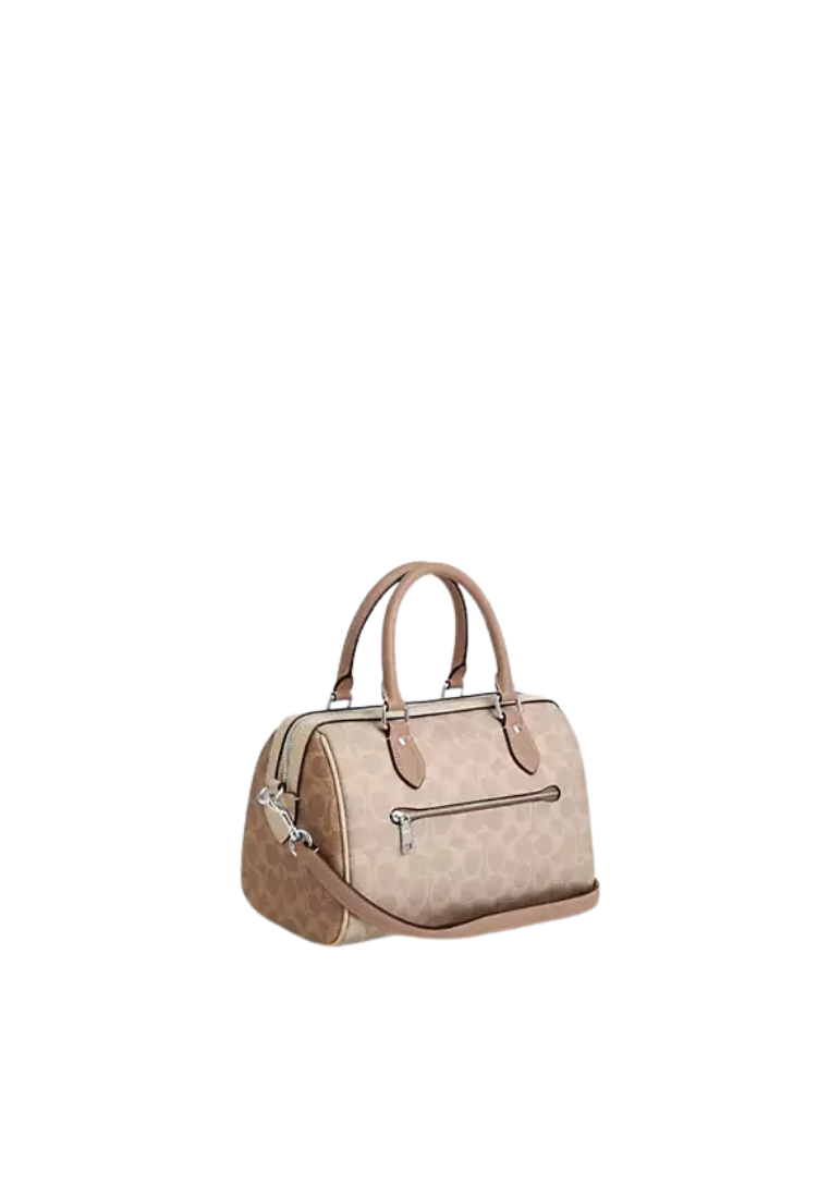 ( PREORDER ) Coach Rowan In Signature Canvas Satchel Bag In Silver Sand Taupe CW367