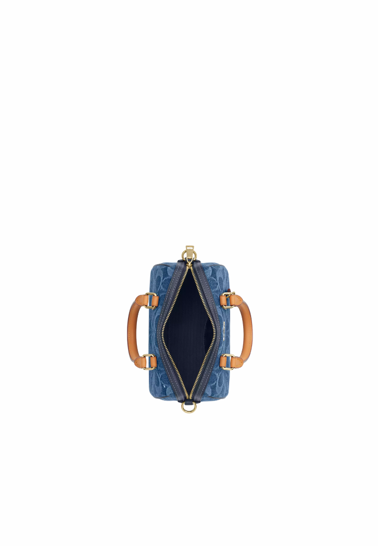 ( PREORDER ) Coach Mini Rowan In Signature Denim Crossbody Bag In Gold Indigo CDQ36