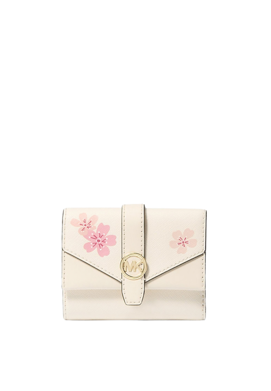 ( PREORDER ) Michael Kors Greenwich Medium Printed Tri-Fold Wallet Wallet In Light Cream Multi 35S6GGRE6V