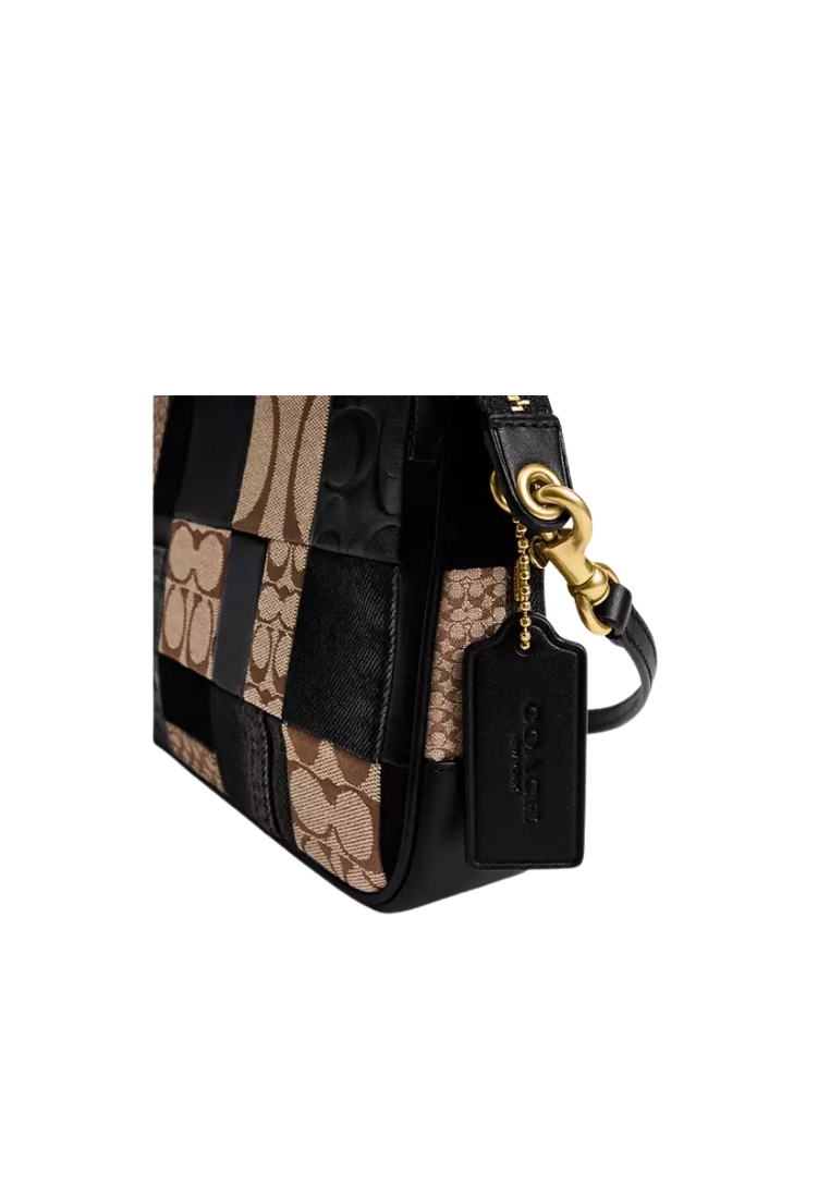 ( PREORDER ) Coach Plaza 25 With Patchwork Shoulder Bag In Black Multi CFB85