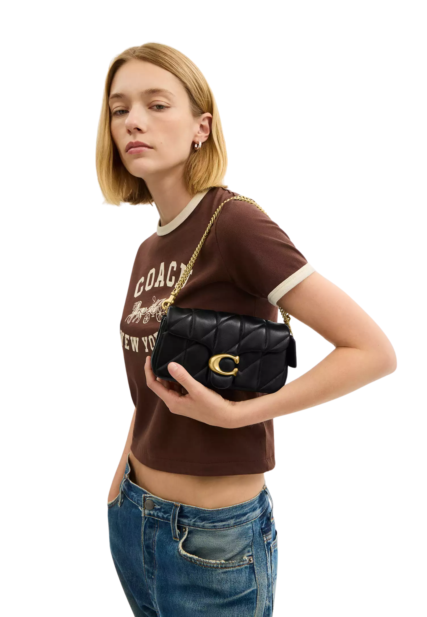 ( PREORDER ) Coach Tabby Chain 19 With Quilting Crossbody Bag In Black CBH23