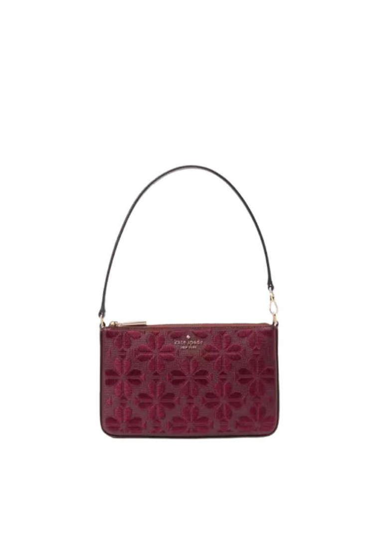 ( PREORDER ) Kate Spade Spade Flower Embroidered Convertible Wristlet In Dark Merlot KL898
