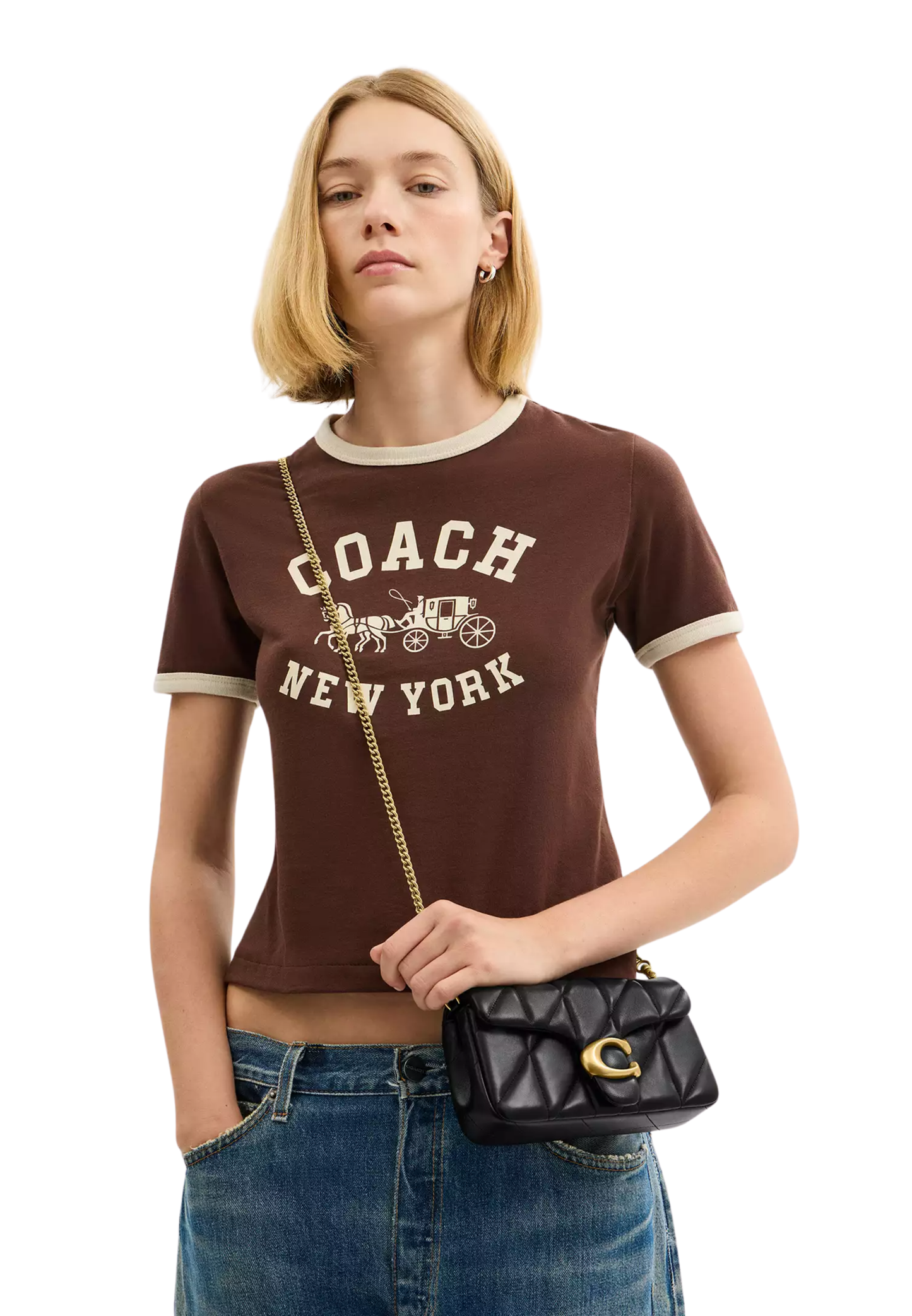 ( PREORDER ) Coach Tabby Chain 19 With Quilting Crossbody Bag In Black CBH23