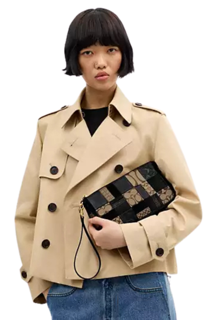 ( PREORDER ) Coach Plaza 25 With Patchwork Shoulder Bag In Black Multi CFB85