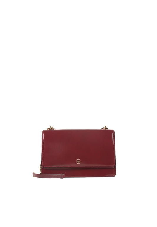 Tory Burch Emerson Patent Flap Shoulder Bag In Royal Burgundy 163080