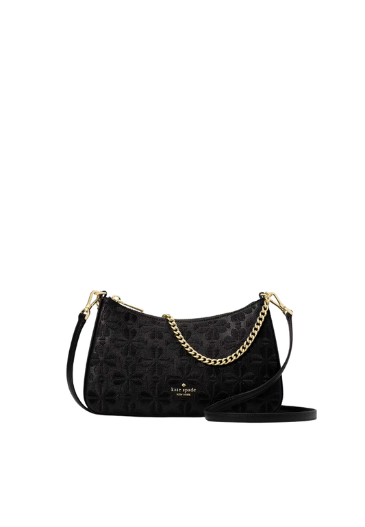 ( PREORDER ) Kate Spade Spade Flower Embroidered Medium Convertible Crossbody Bag In Black KL955