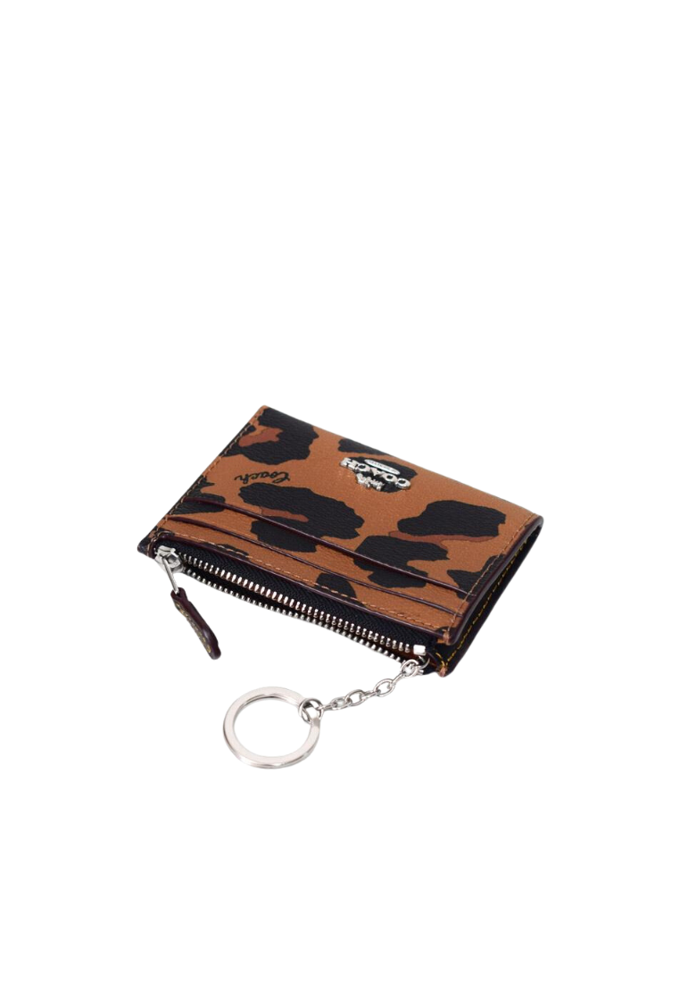 Coach Mini Skinny ID Card Case Leopard Print In Light Saddle Multi CC870