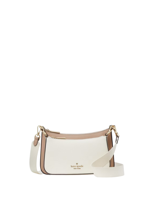 ( PREORDER ) Kate Spade Duet Colorblock Saffiano Leather Small Crossbody Bag In Toasted Hazelnut Multi KH759