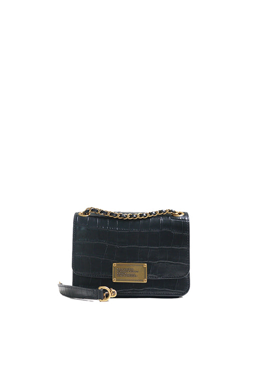 Marc Jacobs The Plaza Croc Embossed Shoulder Bag In Black 4R5HSH024H01