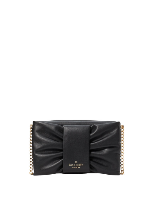 ( AS IS ) Kate Spade Millie Crossbody Bag Bow Flap In Black KC489