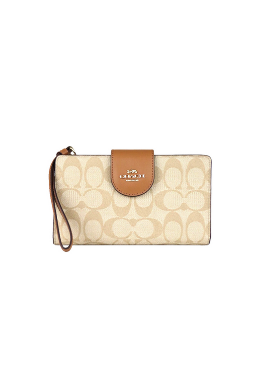 Coach Signature Tech C2874 Phone Wallet In Light Khaki