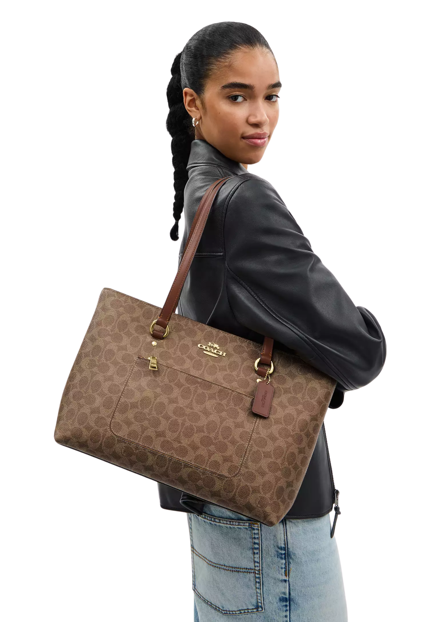 Coach Station Tote Bag In Signature Canvas In Tan Brown CCD69