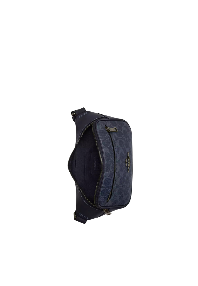 Coach Elias Belt Bag Signature In Denim Midnight Navy CU551