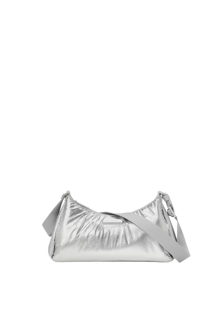 ( PREORDER ) Kate Spade Carter Metallic Fabric Small Shoulder Bag In Silver KM706