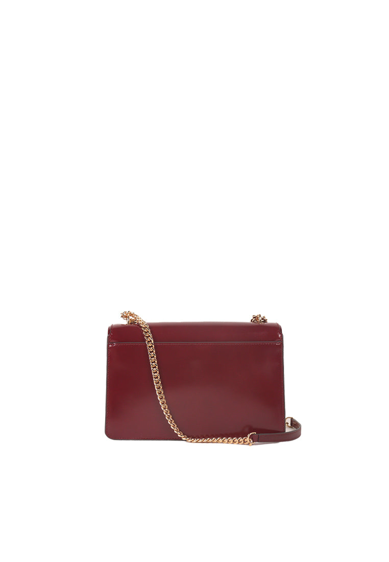 Tory Burch Emerson Patent Flap Shoulder Bag In Royal Burgundy 163080