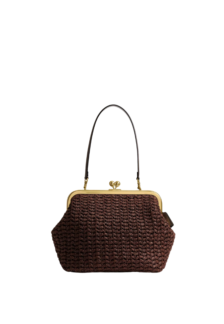 ( PREORDER ) Coach Kisslock Frame 27 Shoulder Bag In Brass Maple CDZ28