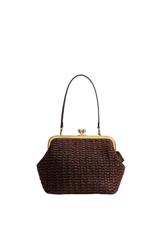 ( PREORDER ) Coach Kisslock Frame 27 Shoulder Bag In Brass Maple CDZ28