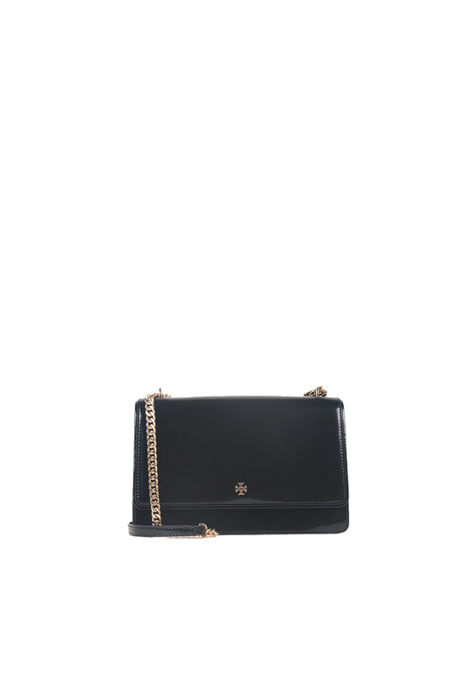 Tory Burch Emerson Patent Flap Shoulder Bag In Black 163080