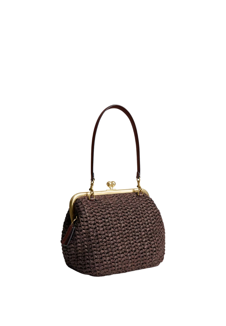 ( PREORDER ) Coach Kisslock Frame 27 Shoulder Bag In Brass Maple CDZ28