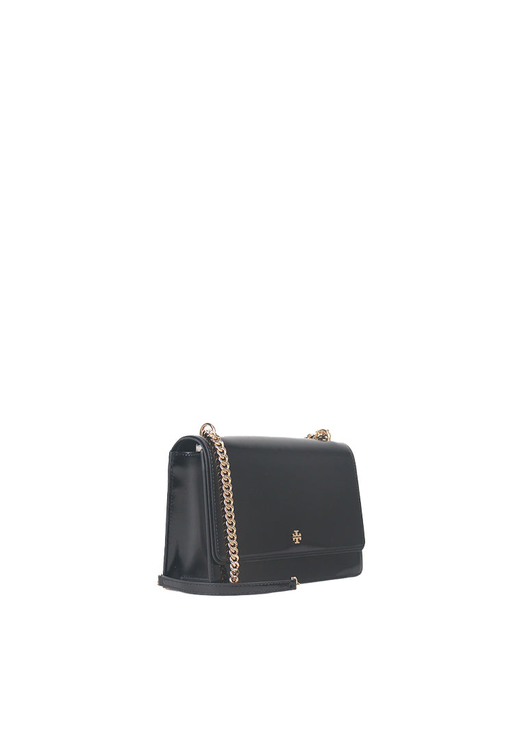 Tory Burch Emerson Patent Flap Shoulder Bag In Black 163080