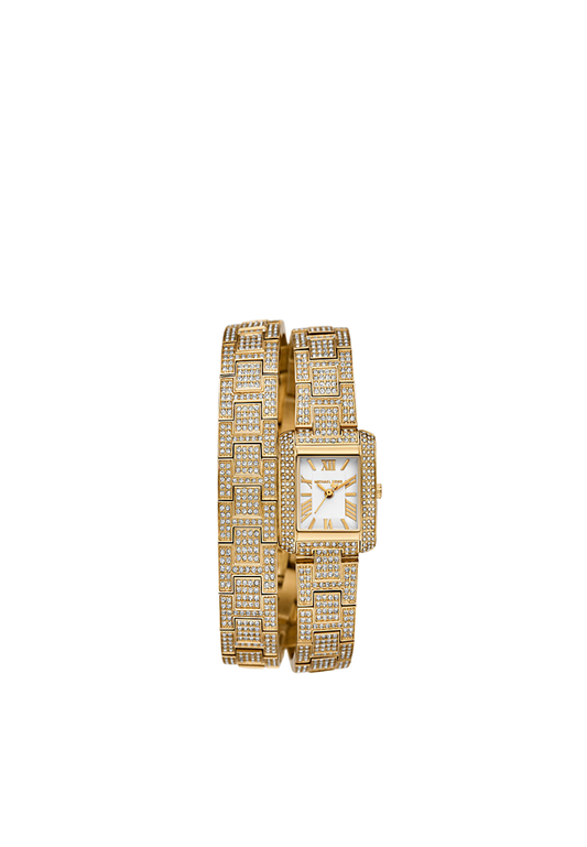 ( PREORDER ) Michael Kors Petite Emery Pave Gold-Tone Double Wrap Watch Watches In Gold MK4835