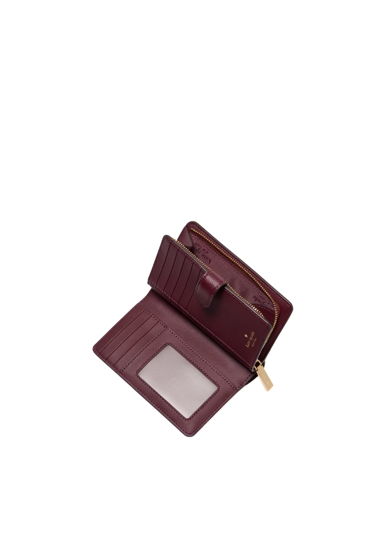( PREORDER ) Kate Spade Spade Flower Embroidered Medium Bifold Wallet In Dark Merlot KL899