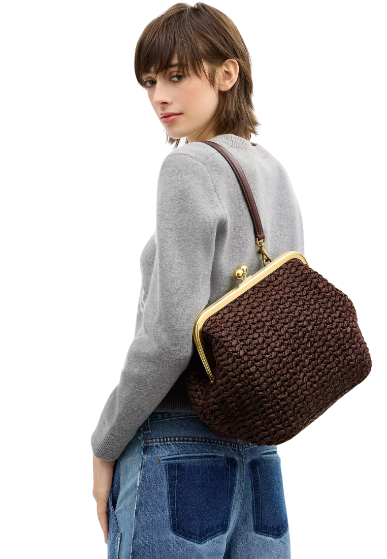 ( PREORDER ) Coach Kisslock Frame 27 Shoulder Bag In Brass Maple CDZ28