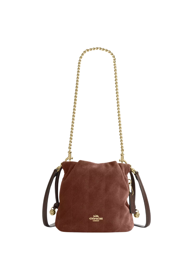 ( PREORDER ) Coach Faye Mini Drawstring With Quilting Crossbody Bag In Gold CDC42