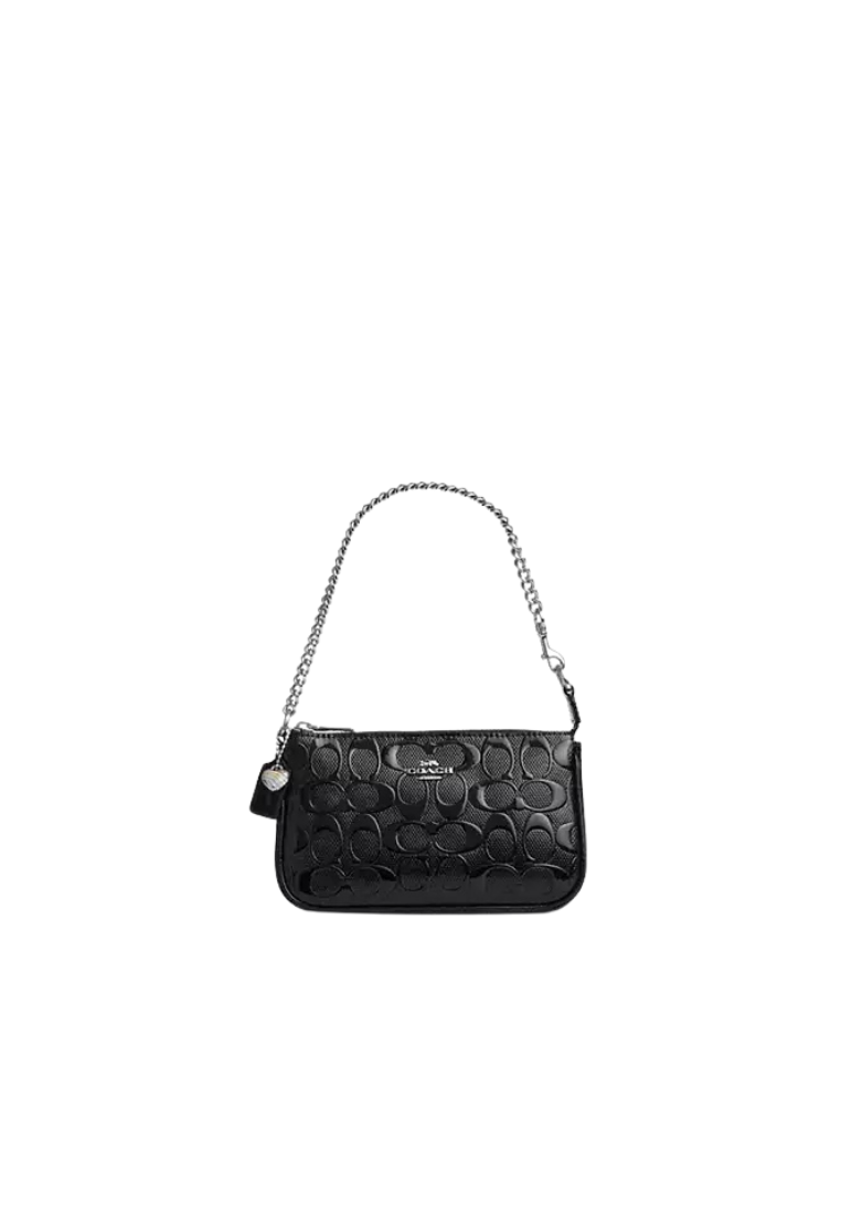 Coach Nolita 19 HandBag In Signature Leather With Heart Charm In Black CDY97