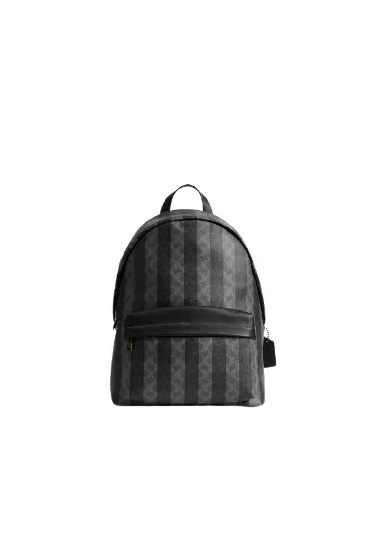( PREORDER ) Coach Taylor In Signature Canvas With Stripes Backpack In Black Grey CDX88