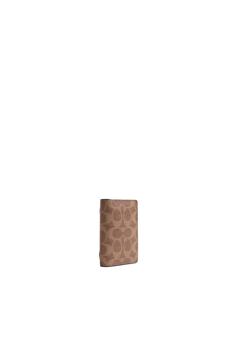 Coach ID Card Case In Signature Canvas In Tan Black CW367