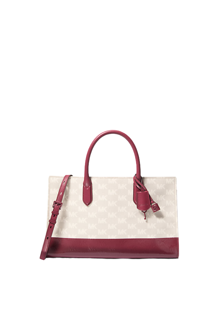 ( PREORDER ) Michael Kors Scarlett Medium Logo Jacquard Satchel Bag In Mulberry 30T5TETS2J