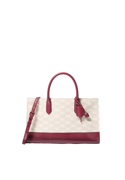 ( PREORDER ) Michael Kors Scarlett Medium Logo Jacquard Satchel Bag In Mulberry 30T5TETS2J