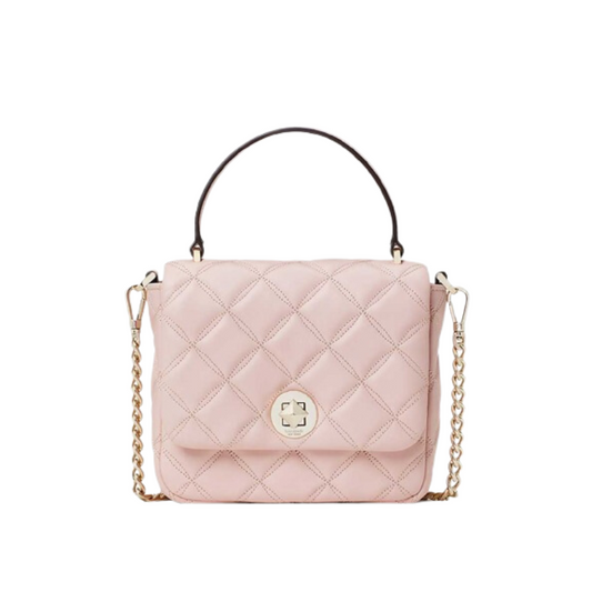 Kate Spade Natalia Quilted Leather Square K8162 Crossbody in Rose Smoke