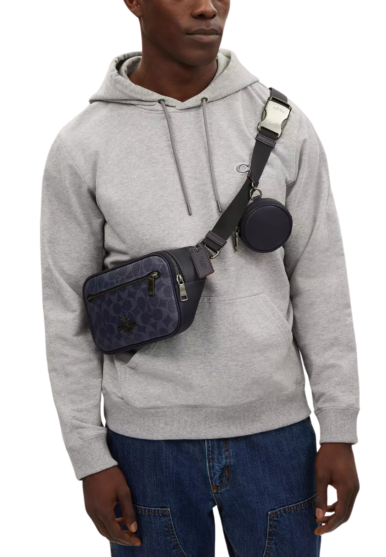 Coach Elias Belt Bag Signature In Denim Midnight Navy CU551