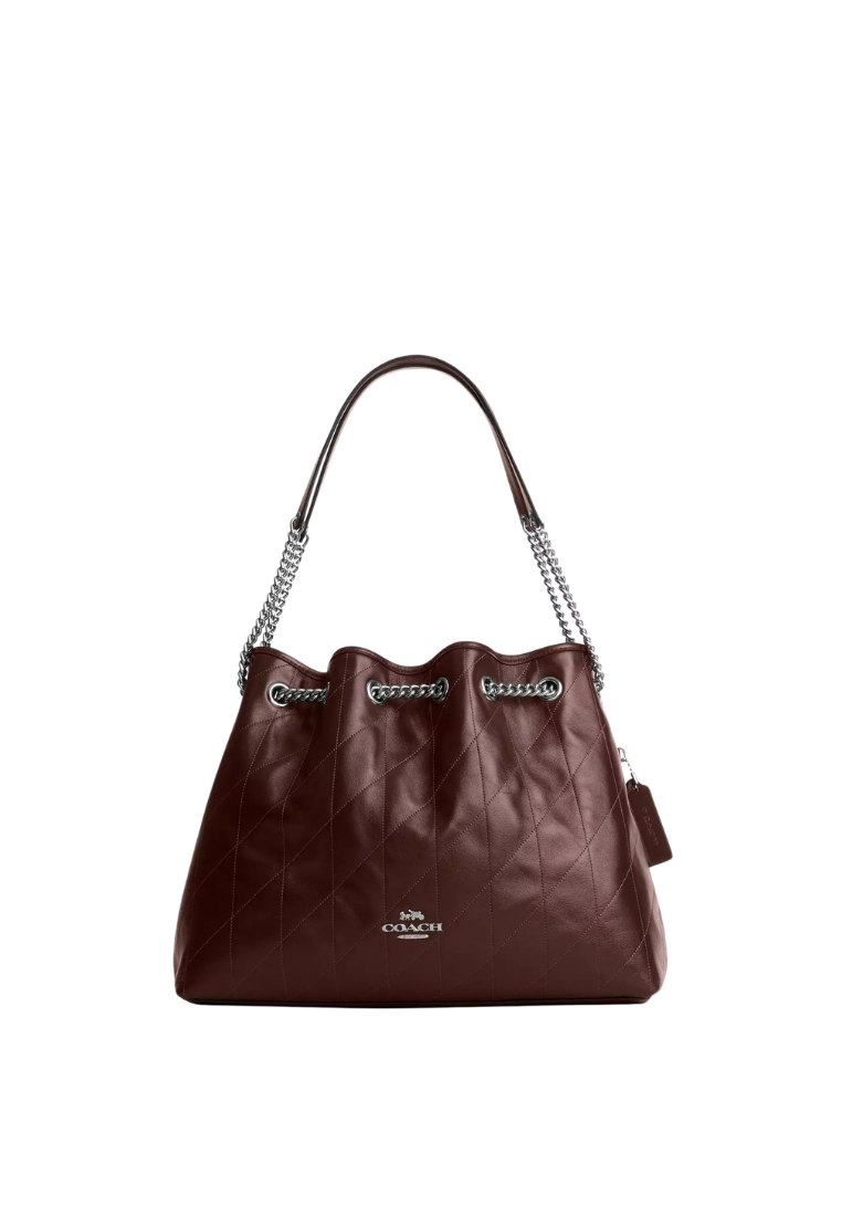( PREORDER ) Coach Evelyn With Quilting Shoulder Bag In Silver Maple CDR00